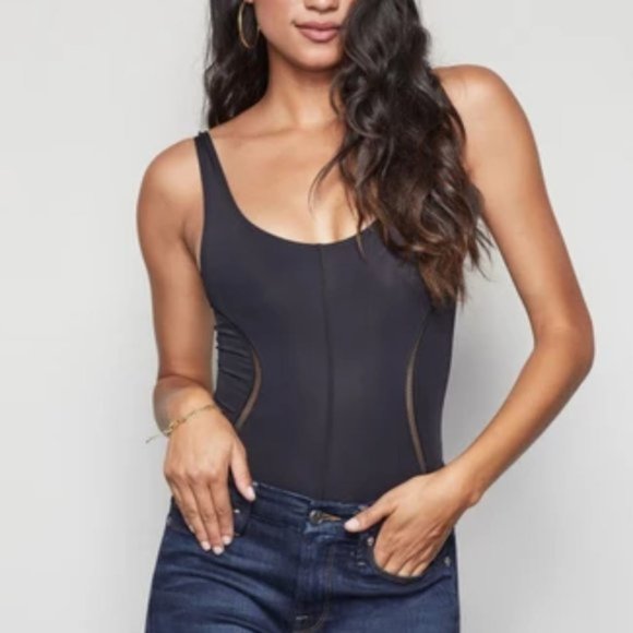 GOOD AMERICAN NWT Black Core Compression Tank Bodysuit Leotard 1 0 XS S - Picture 1 of 9